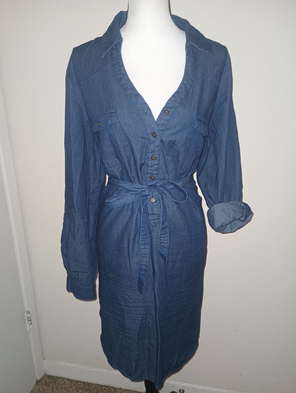 CATO Denim Stretch Dress With Belt SZ18-20W